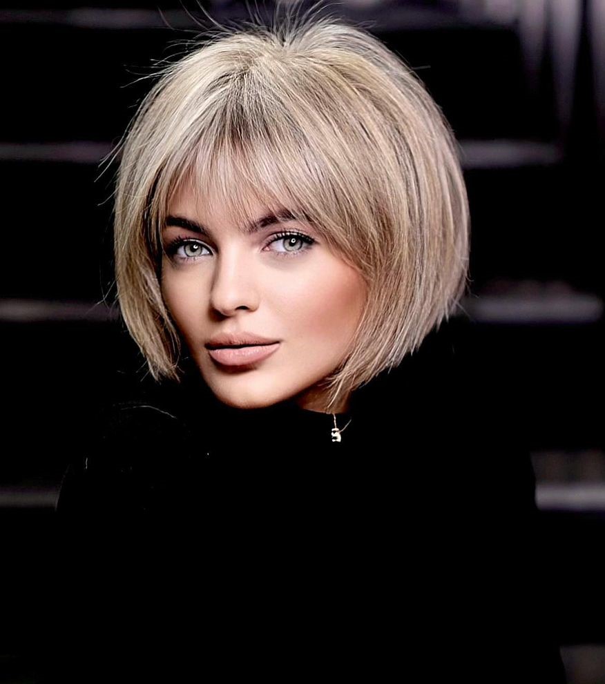 Crisp Short Straight Bob with Bangs