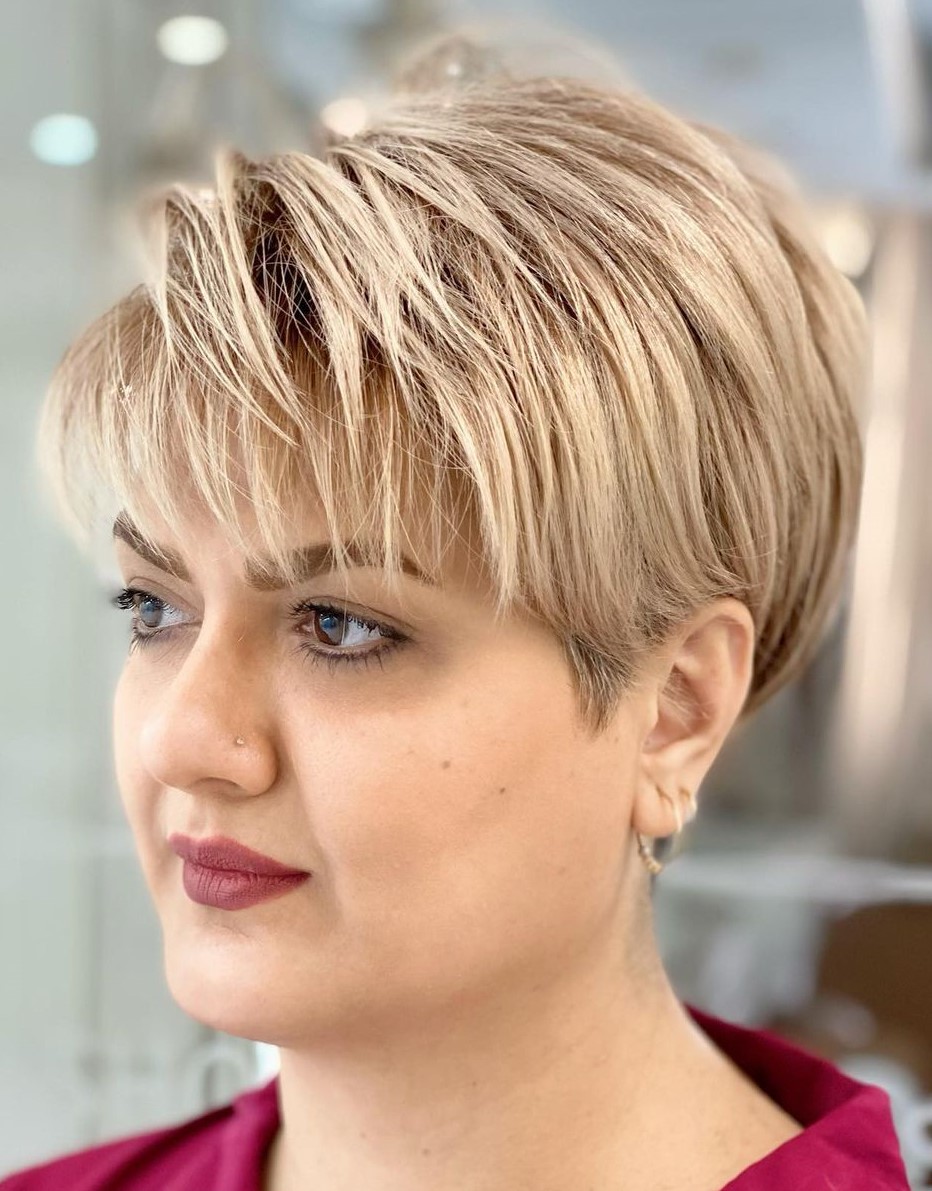 Short Women’s Cut with Two-Tier Bangs