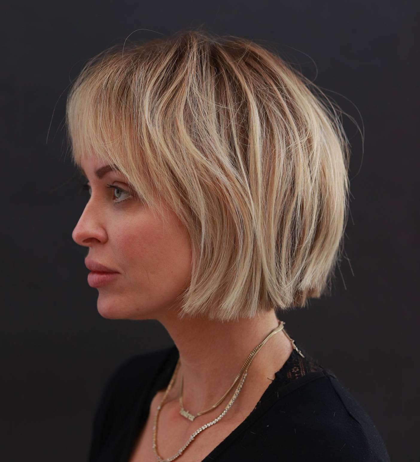 Textured Chin-Length Bob with Blunt Ends