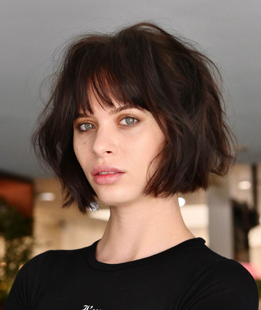 Voluminous Jaw-Length Bob with Bangs