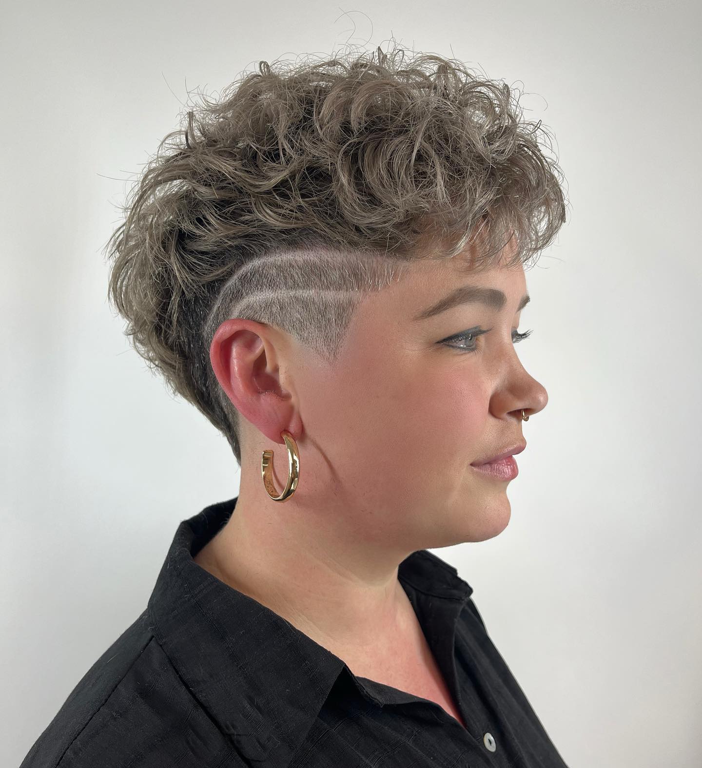 Curly Pixie with Shaved Sides