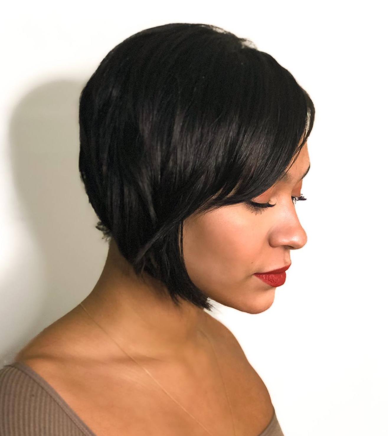 Neat Chin-Length Pixie Bob with Side Bangs