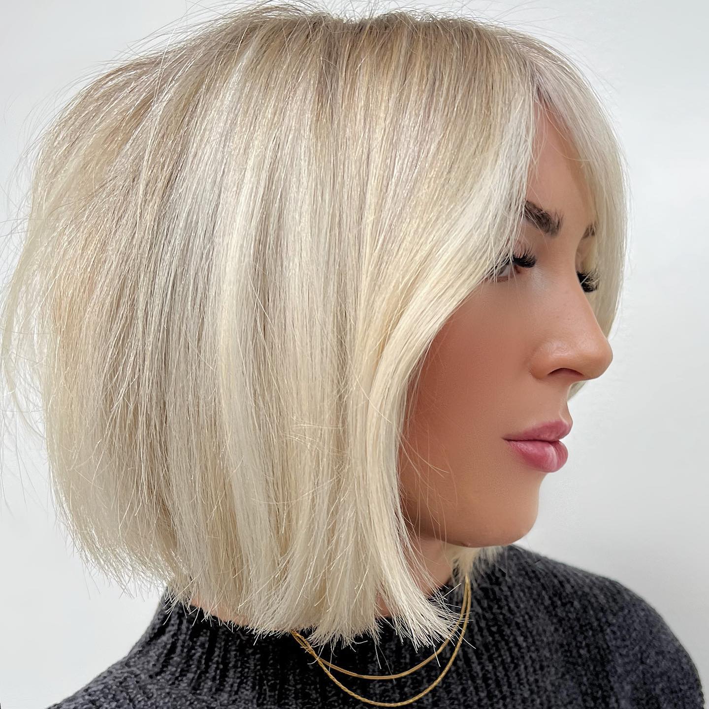 Medium Bright Blonde Bob with Teased Back