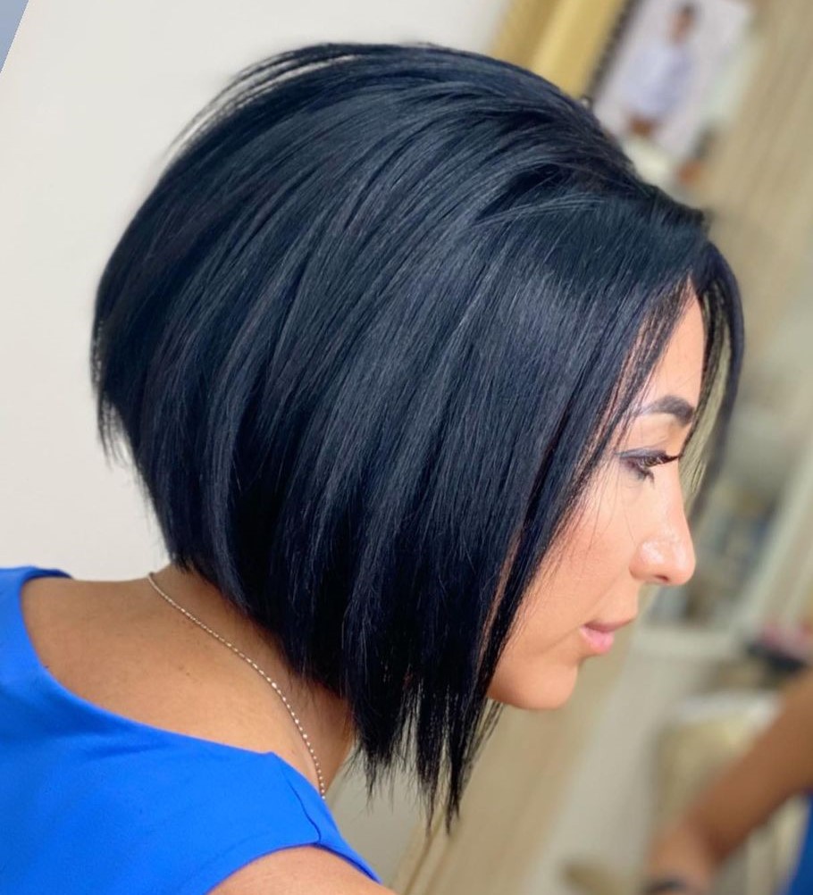 Sharp Black Inverted Bob Haircut