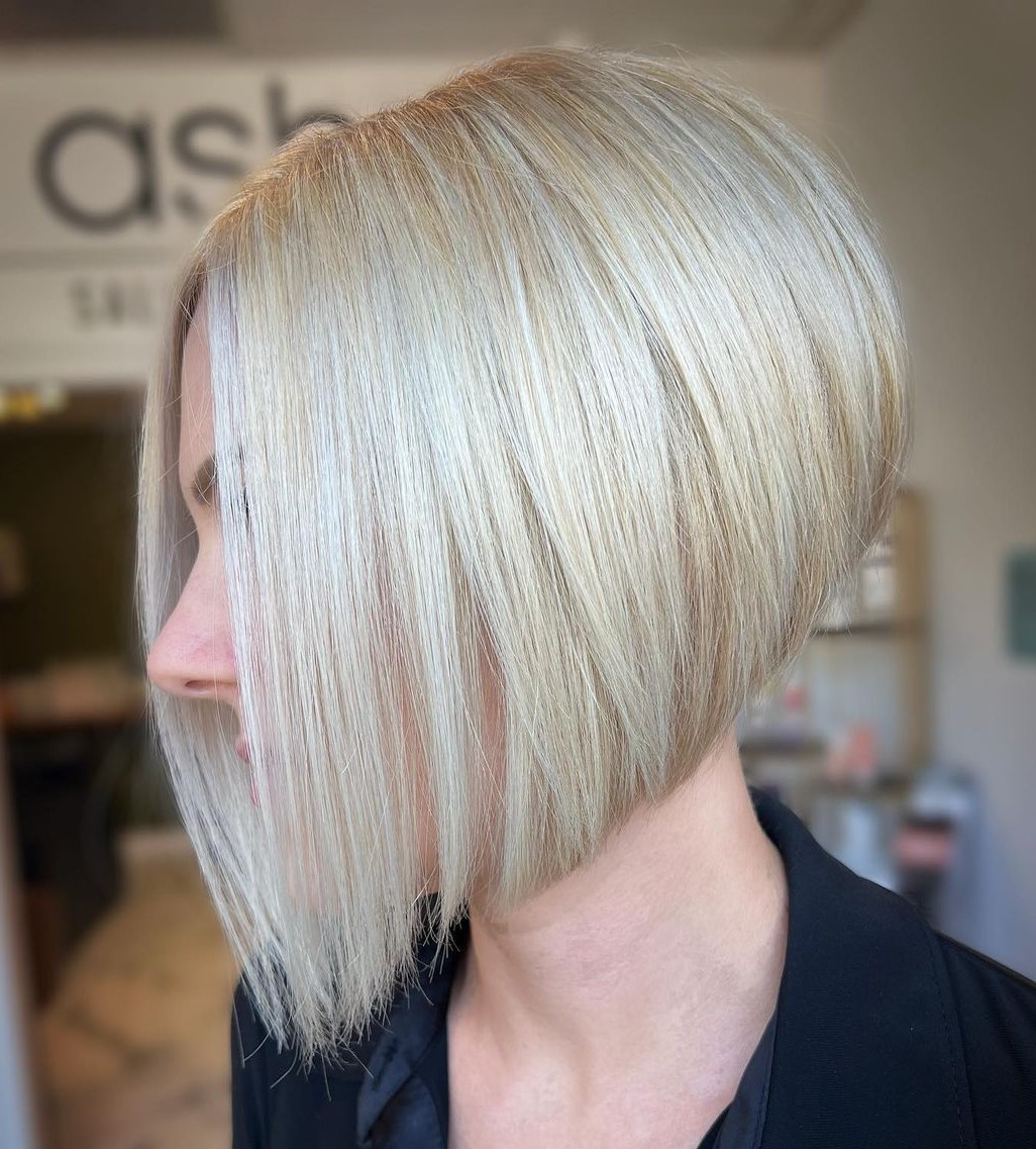 Accurate Inverted White Blonde Bob