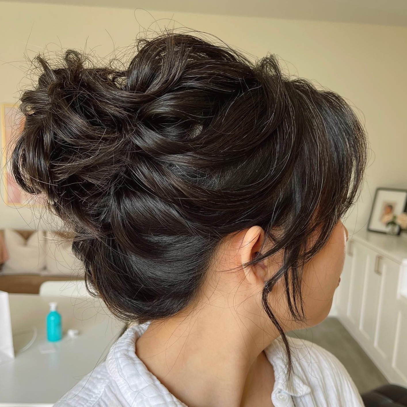 Short Hair Bun with Side Bangs