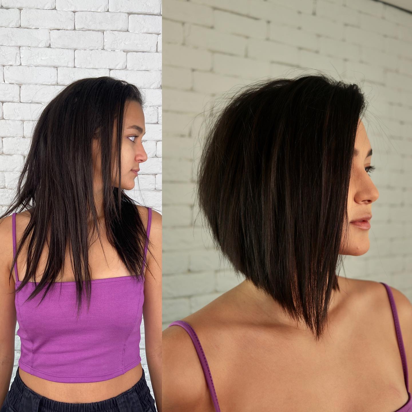 Amazing Steeply Angled Bob Before and After